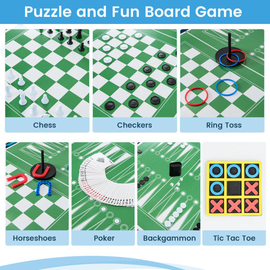 14-in-1 Combo Game Table Set Multi Game Table for Game Room Family Gathering