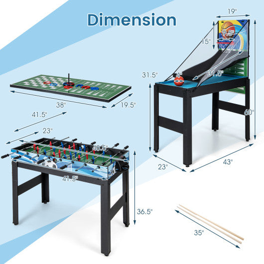 14-in-1 Combo Game Table Set Multi Game Table for Game Room Family Gathering