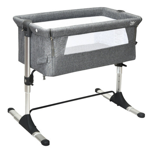 Travel Portable Baby Bed Side Sleeper Bassinet Crib with Carrying Bag-Gray