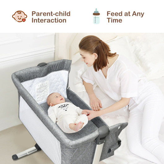 Travel Portable Baby Bed Side Sleeper Bassinet Crib with Carrying Bag-Gray