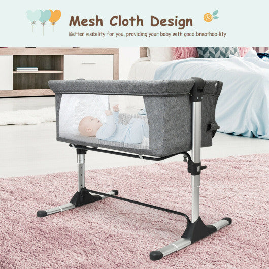 Travel Portable Baby Bed Side Sleeper Bassinet Crib with Carrying Bag-Gray