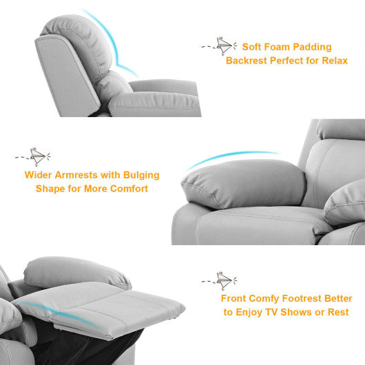 Kids Deluxe Headrest Recliner Sofa Chair with Storage Arms-Gray