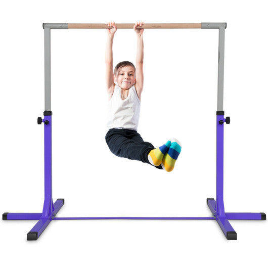 Adjustable Gymnastics Horizontal Bar for Kids-Purple