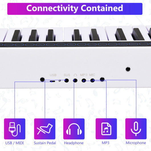 61-Key Portable Digital Stage Piano with Carrying Bag-White