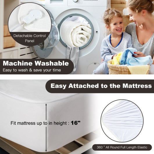 Safe Electric Heated Mattress Pad with 4 Size 8 Temperature 10-Hour Timer-Full Size