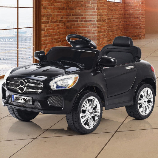 6V Kids Remote Control Battery Powered Riding Car with LED Lights Black