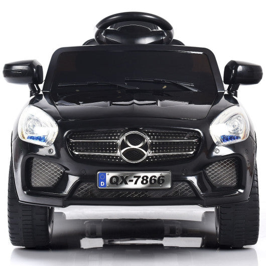 6V Kids Remote Control Battery Powered Riding Car with LED Lights Black