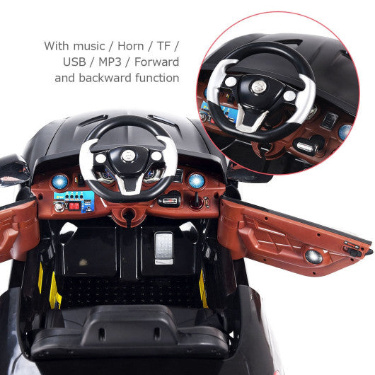 6V Kids Remote Control Battery Powered Riding Car with LED Lights Black