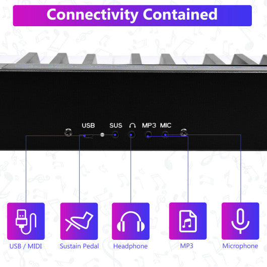 88-Key Portable Electronic Piano with Voice Function-Black