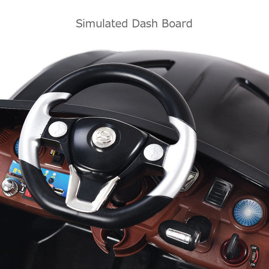 6V Kids Remote Control Battery Powered Riding Car with LED Lights Black