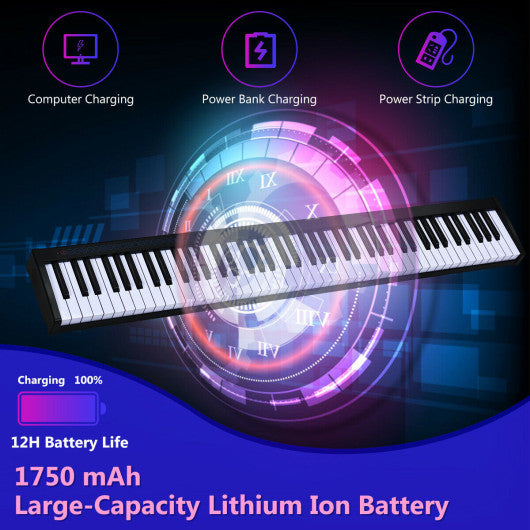 88-Key Portable Electronic Piano with Voice Function-Black