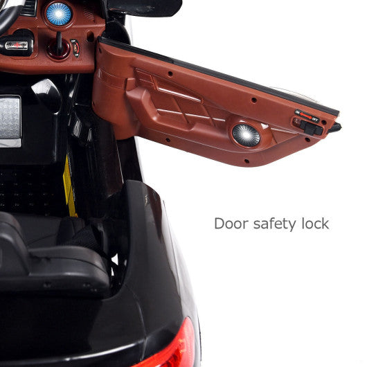 6V Kids Remote Control Battery Powered Riding Car with LED Lights Black