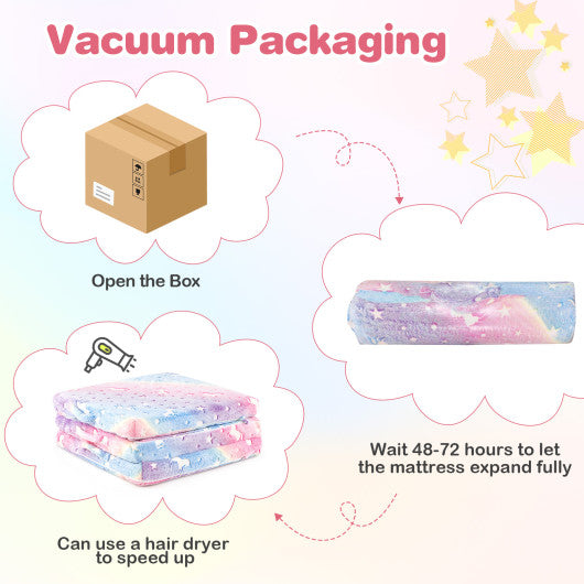 Foldable Floor Mattress for Kids with Washable Flannel Cover-Multicolor