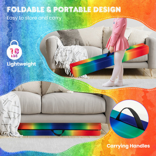 Folding Balance Beam with Solid Wood Base and Anti-slip Bottom-Multicolor