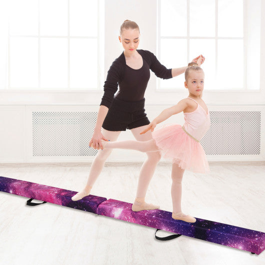 Folding Balance Beam with Solid Wood Base and Anti-slip Bottom-Pink