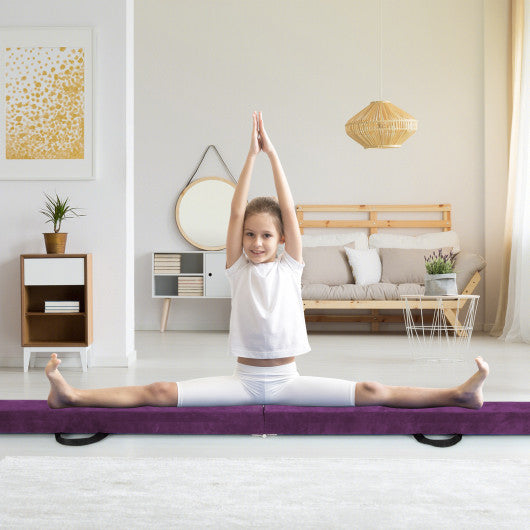Folding Balance Beam with Solid Wood Base and Anti-slip Bottom-Purple