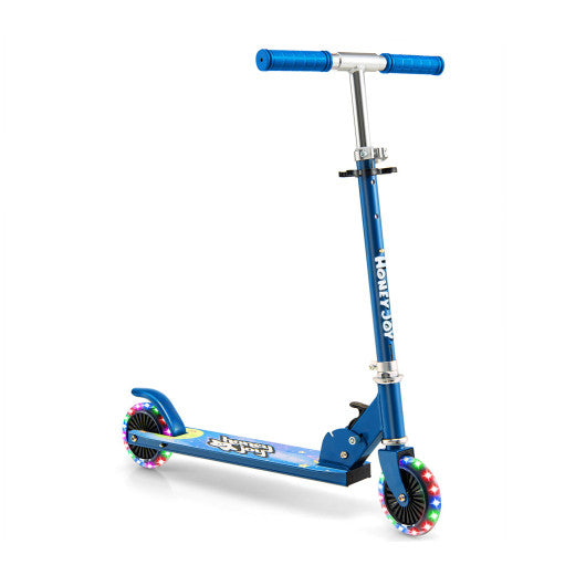 Folding Kick Scooter with 3 Adjustable Heights for Kids-Blue