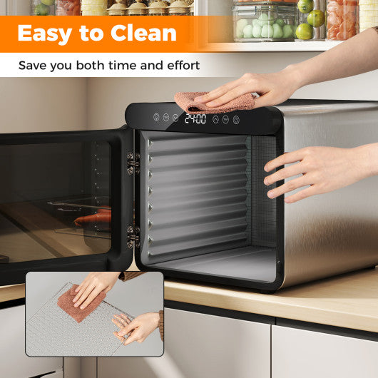 7 Stainless Steel Trays Dryer with 1-24H Timer and 30-75¡Í Temperature-Silver