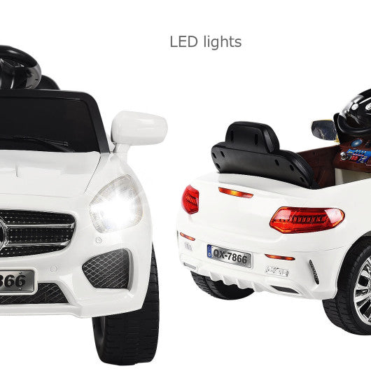 6V Kids Remote Control Battery Powered LED Lights Riding Car-White