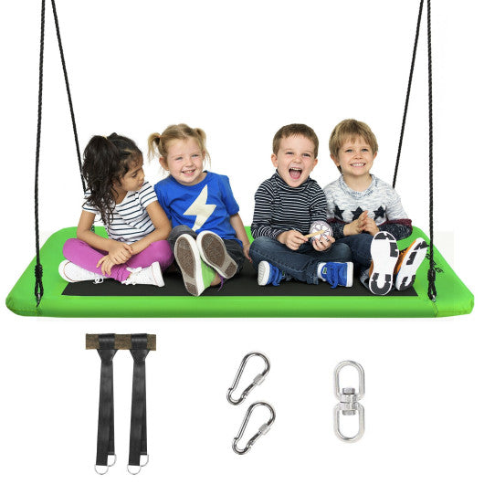60 Inches Platform Tree Swing Outdoor with 2 Hanging Straps-Green