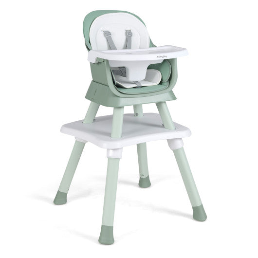 6-in-1 Convertible Baby High Chair with Adjustable Removable Tray-Green