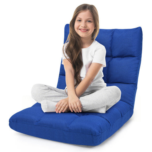 14-Position Adjustable Folding Lazy Gaming Sofa-Blue