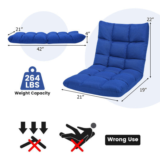 14-Position Adjustable Folding Lazy Gaming Sofa-Blue