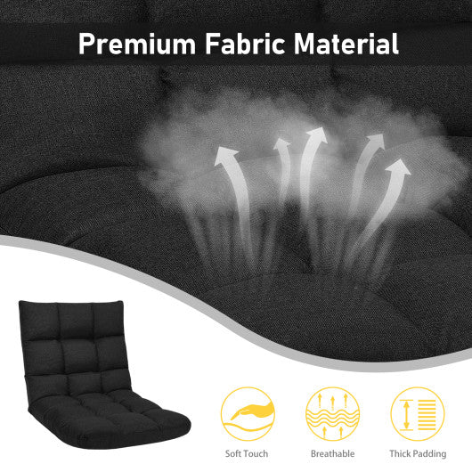 14-Position Adjustable Folding Lazy Gaming Sofa-Black