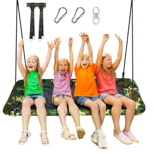 60 Inches Platform Tree Swing Outdoor with 2 Hanging Straps-Camouflage