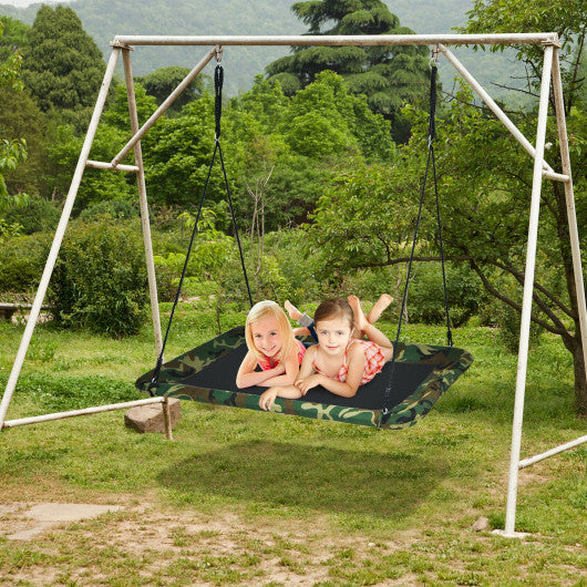 60 Inches Platform Tree Swing Outdoor with 2 Hanging Straps-Camouflage