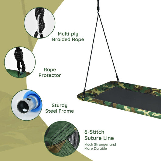 60 Inches Platform Tree Swing Outdoor with 2 Hanging Straps-Camouflage