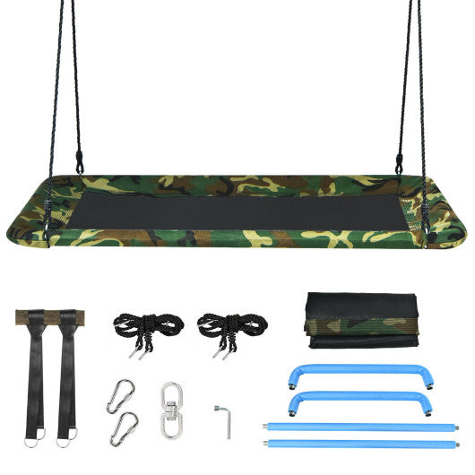 60 Inches Platform Tree Swing Outdoor with 2 Hanging Straps-Camouflage