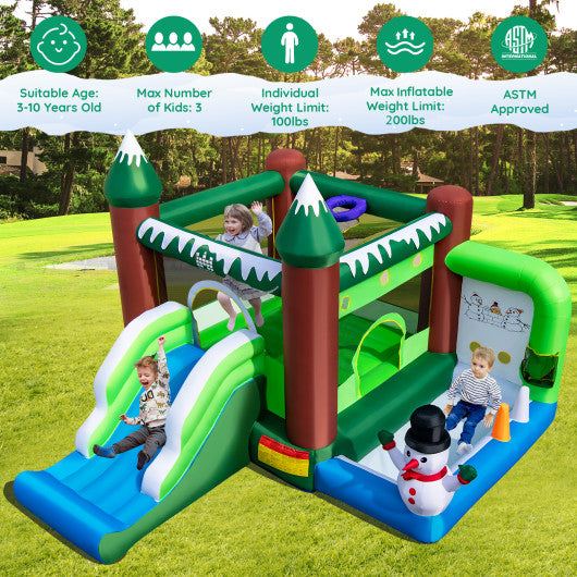 Inflatable Christmas Bouncy House with 735w Blower
