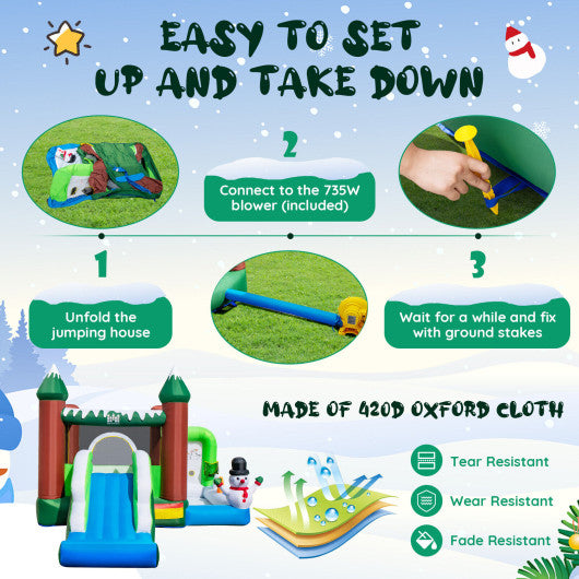 Inflatable Christmas Bouncy House with 735w Blower