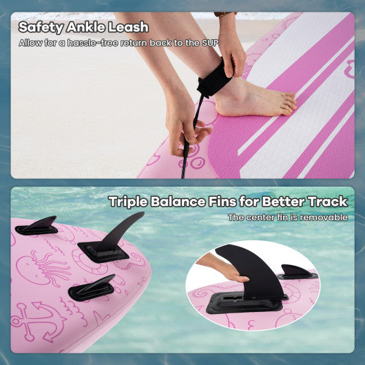 Inflatable Stand up Paddle Board iSUP Board Accessories with 3 Fins and Backpack-L