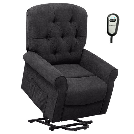 Recliner Chair Sofa for Elderly with Side Pocket and Remote Control-Black