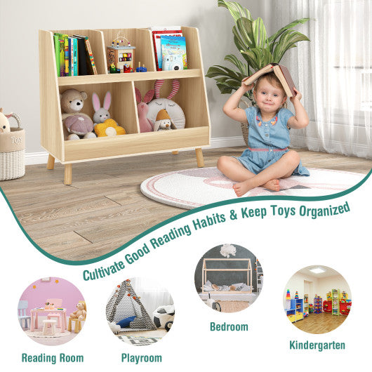 5-Cube Kids Bookshelf and Toy Organizer with Anti-Tipping Kits-Oak