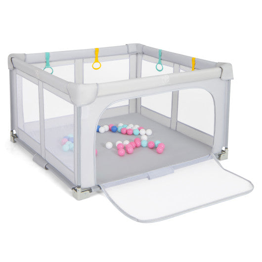 Large Baby Playpen BPA-Free Foldable Toddlers Safety Fence Play Yard with Zipper Gate-S