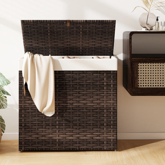 Laundry Hamper with Wheels and Lid-Brown