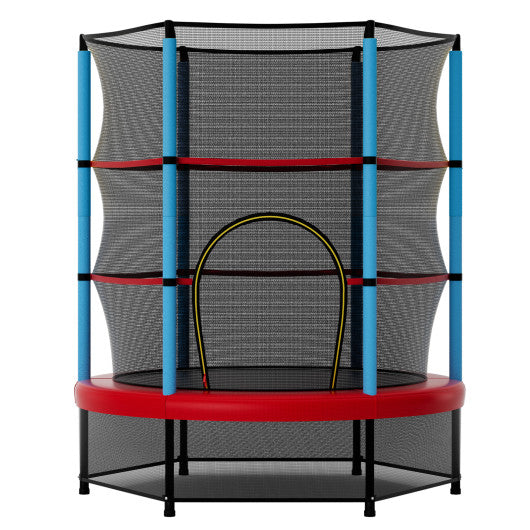 Kids Trampoline Recreational Bounce Jumper with Safety Enclosure Net-Navy
