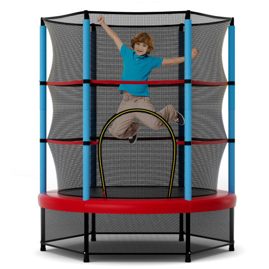 Kids Trampoline Recreational Bounce Jumper with Safety Enclosure Net-Navy