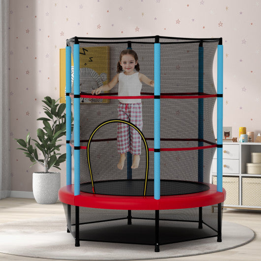 Kids Trampoline Recreational Bounce Jumper with Safety Enclosure Net-Navy