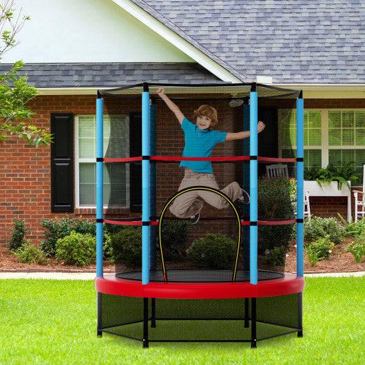 Kids Trampoline Recreational Bounce Jumper with Safety Enclosure Net-Navy
