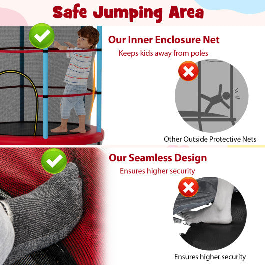 Kids Trampoline Recreational Bounce Jumper with Safety Enclosure Net-Navy