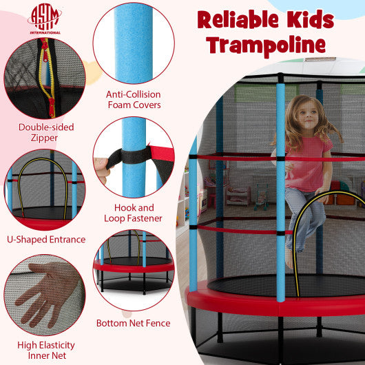 Kids Trampoline Recreational Bounce Jumper with Safety Enclosure Net-Navy