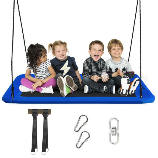 60 Inches Platform Tree Swing Outdoor with 2 Hanging Straps-Blue
