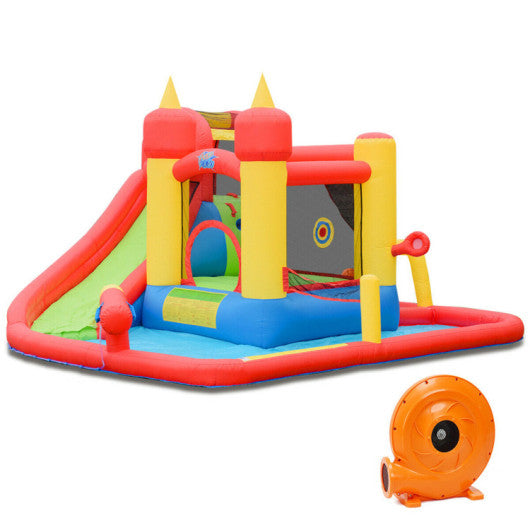 Inflatable Blow Up Water Slide Bounce House with 740 W Blower