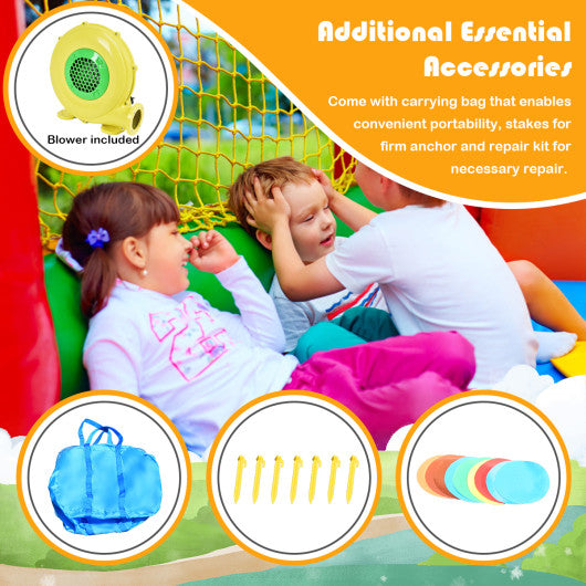 Outdoor Indoor Inflatable Kids Bounce House with 480W Air Blower