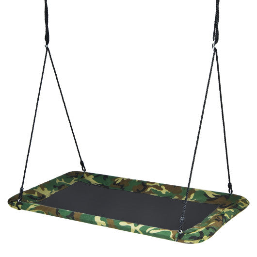 60 Inches Platform Tree Swing Outdoor with 2 Hanging Straps-Camouflage