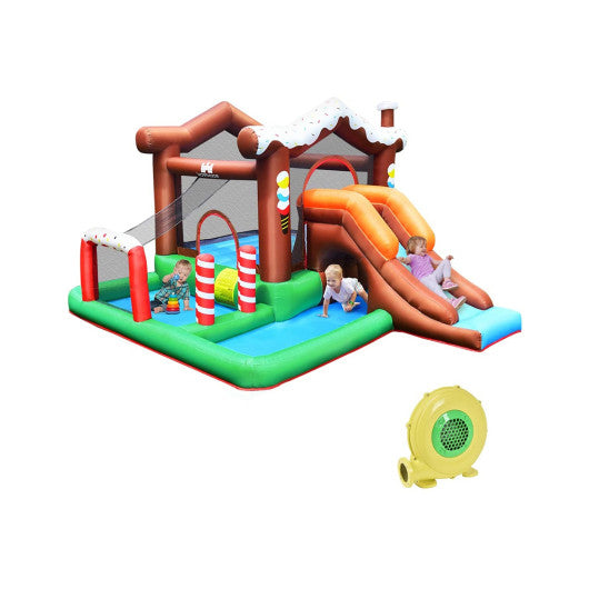 Outdoor Indoor Inflatable Kids Bounce House with 480W Air Blower